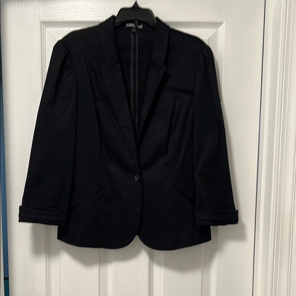 Express Black Structured Blazer With Notched Lape… - image 1